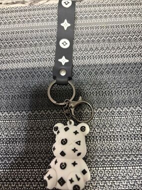 Black & White Bear Keychain Wristlet
